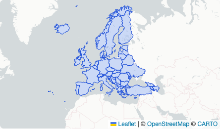 Map of Europe coverage area