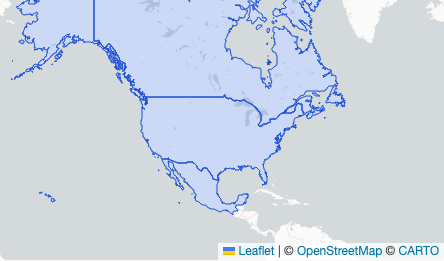 Map of North America coverage area